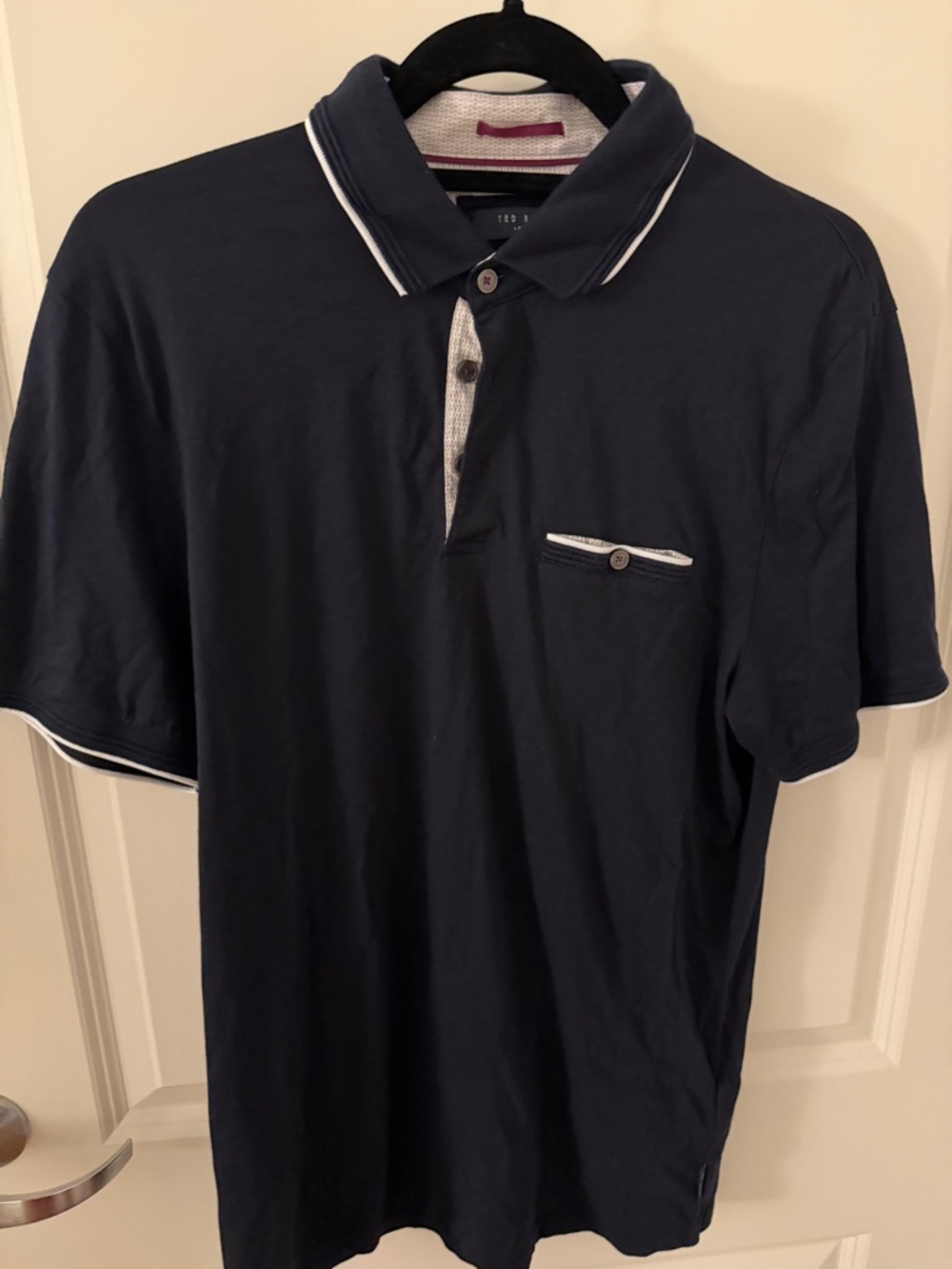 Ted Baker Navy Polo with White Contrast Trim